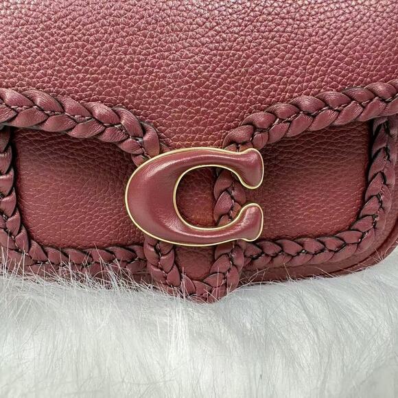 Coach Tabby Messenger 19 With Braid Crossbody In Brass/Wine Leather NWT CJ837 - Picture 7 of 10